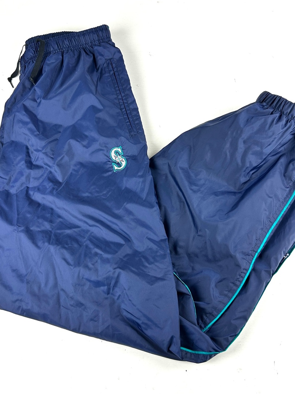 Vintage Nike Team Seattle Mariners Track Pants Mens Large Navy Blue Windbreaker